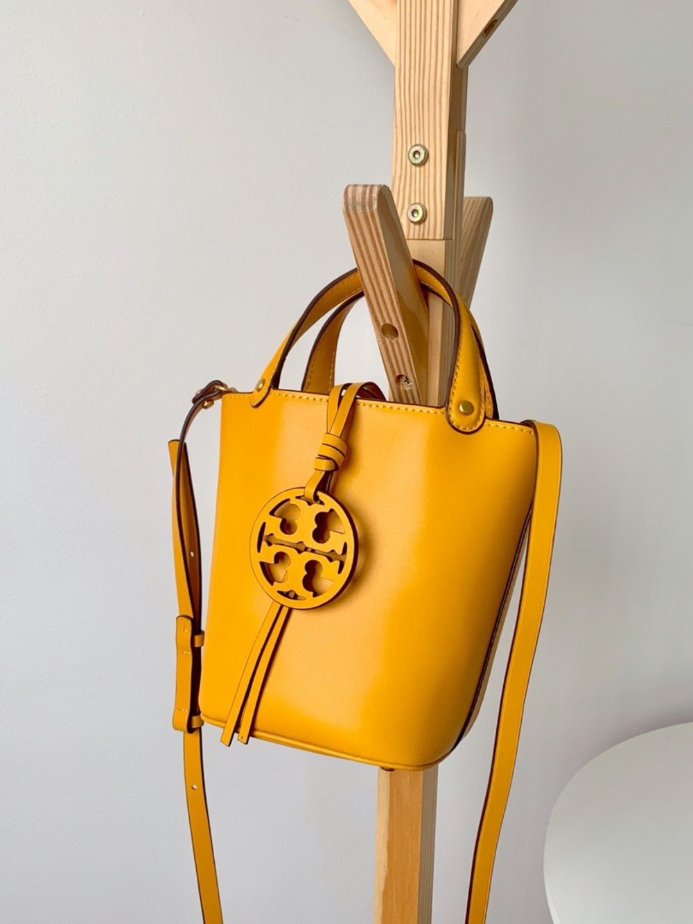 Tory Burch Mustard Yellow Miller Mini Bucket Bag